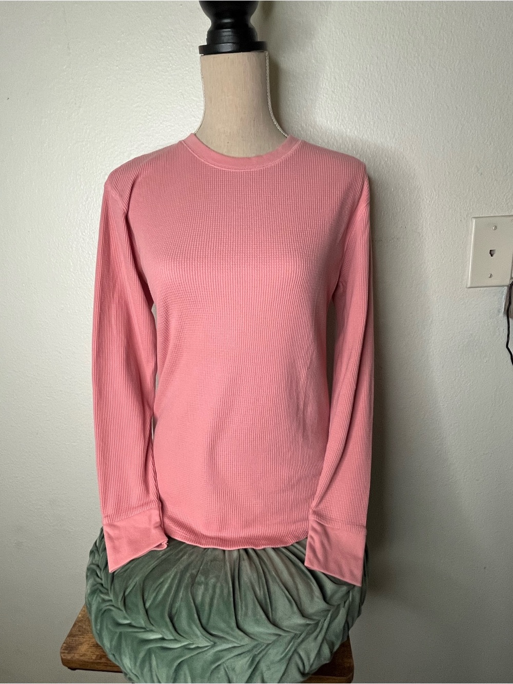 Time and Tru Pink Ribbed Long-Sleeve Crew Tee